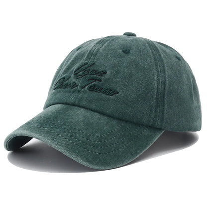 Unisex Letter Embroidery Washed Cotton Baseball Cap For Women Men