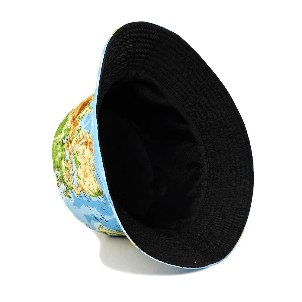 Reversible World Map Bucket Hat