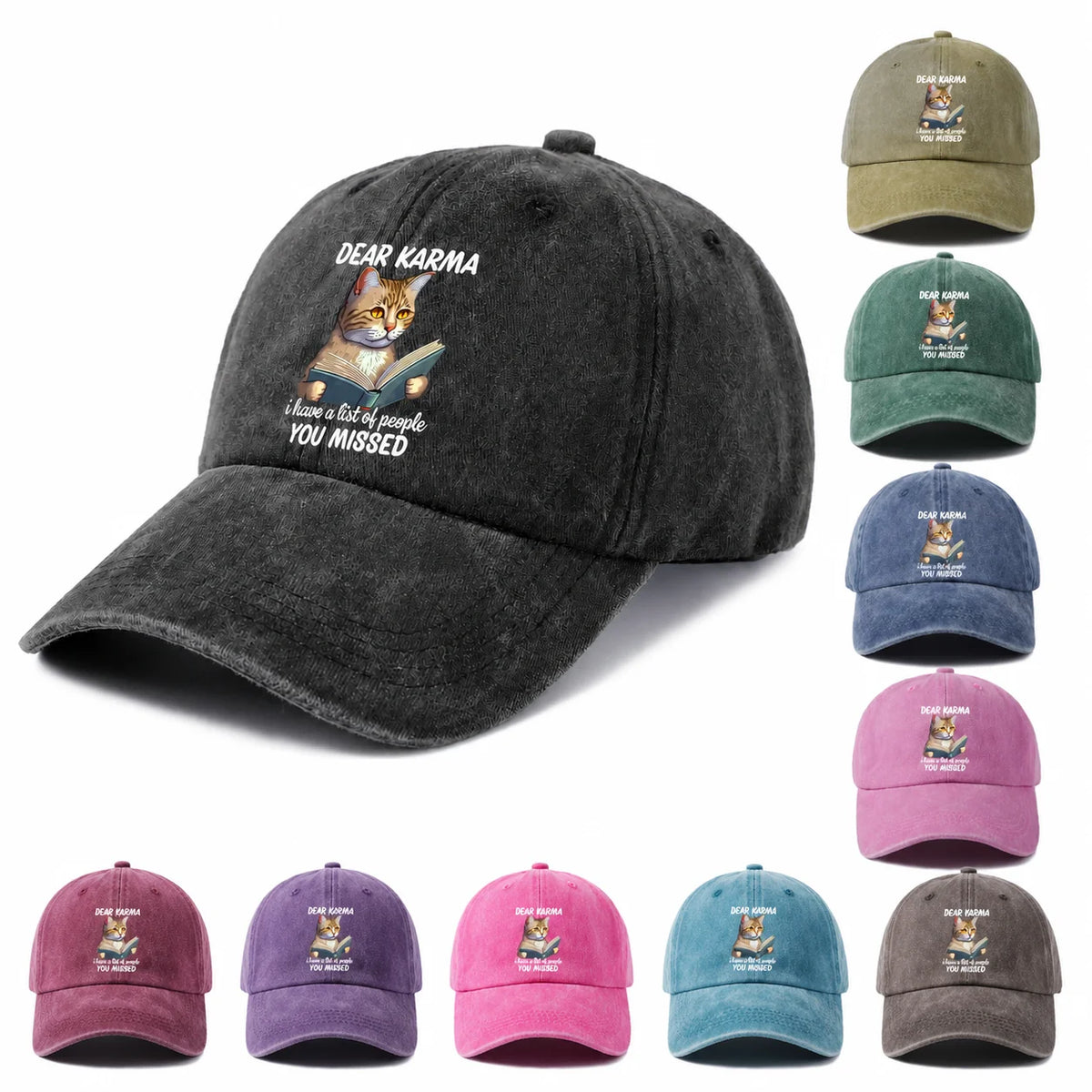 Dear Karma Cat Quote Graphic Baseball Cap
