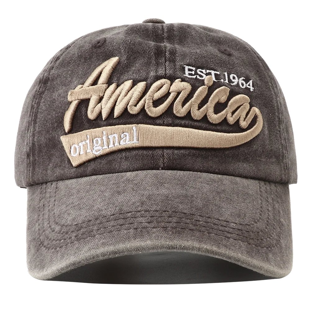 Unisex Distressed American Letter Embroidery Baseball Cap For Women Men