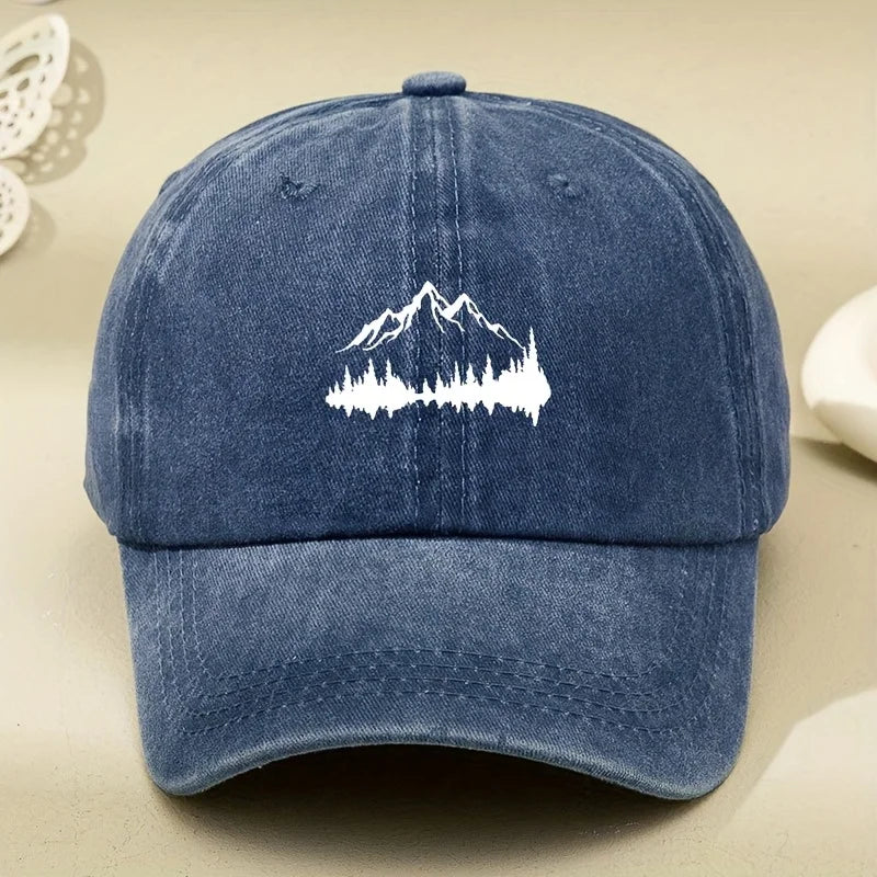 Adjustable Buckle Baseball Cap With Forest Print