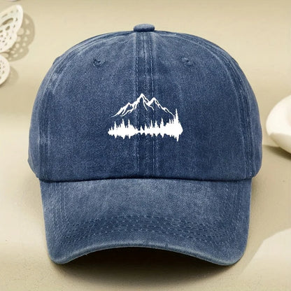 Adjustable Buckle Baseball Cap With Forest Print