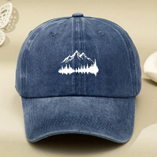 Adjustable Buckle Baseball Cap With Forest Print