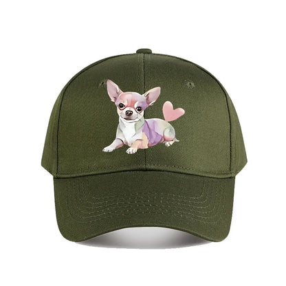 Colorful Chihuahua Heart Tail Baseball Cap