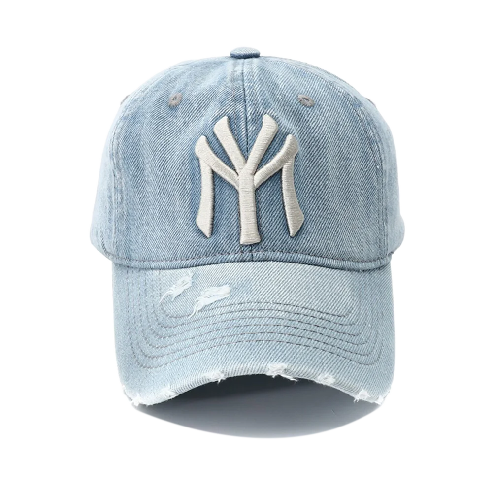 High Quality MY Embroidered Washed Denim Baseball Cap for Men Women