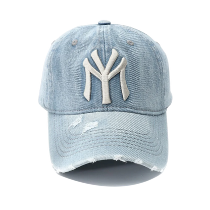 High Quality MY Embroidered Washed Denim Baseball Cap for Men Women