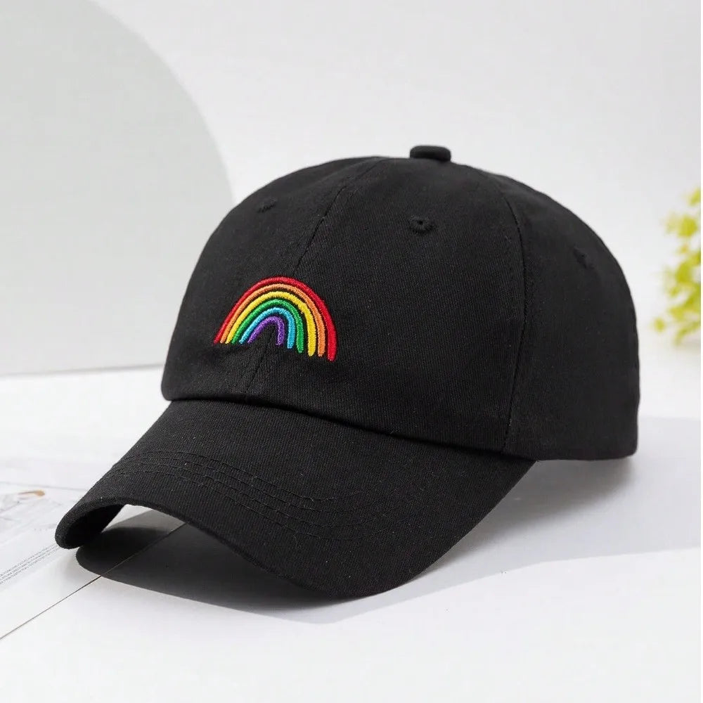 Minimal Adjustable Rainbow Embroidery Baseball Cap