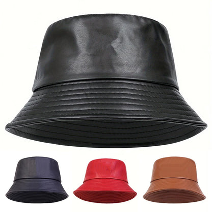 Winter Fashion Bucket Hat Artificial Leather Windproof Warm