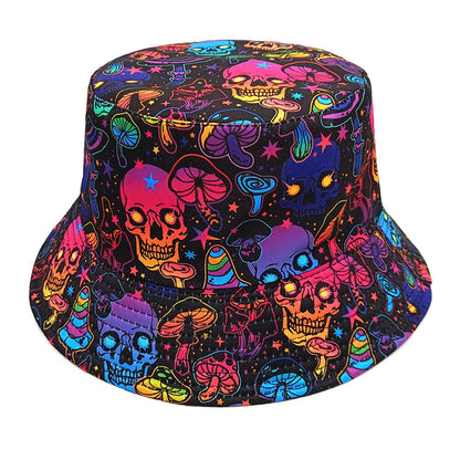 Skull Mushroom Pattern Bucket Hats