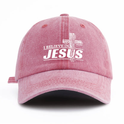 JESUS Print Washed Baseball Cap For Adults