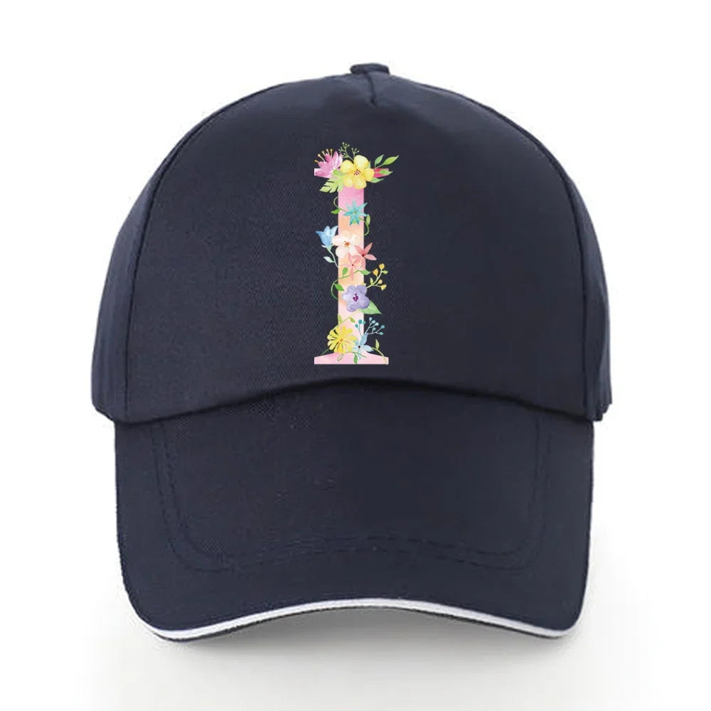 Men Baseball Cap Pure Cotton Adjustable Back Buckle Hat Pink Letter Print