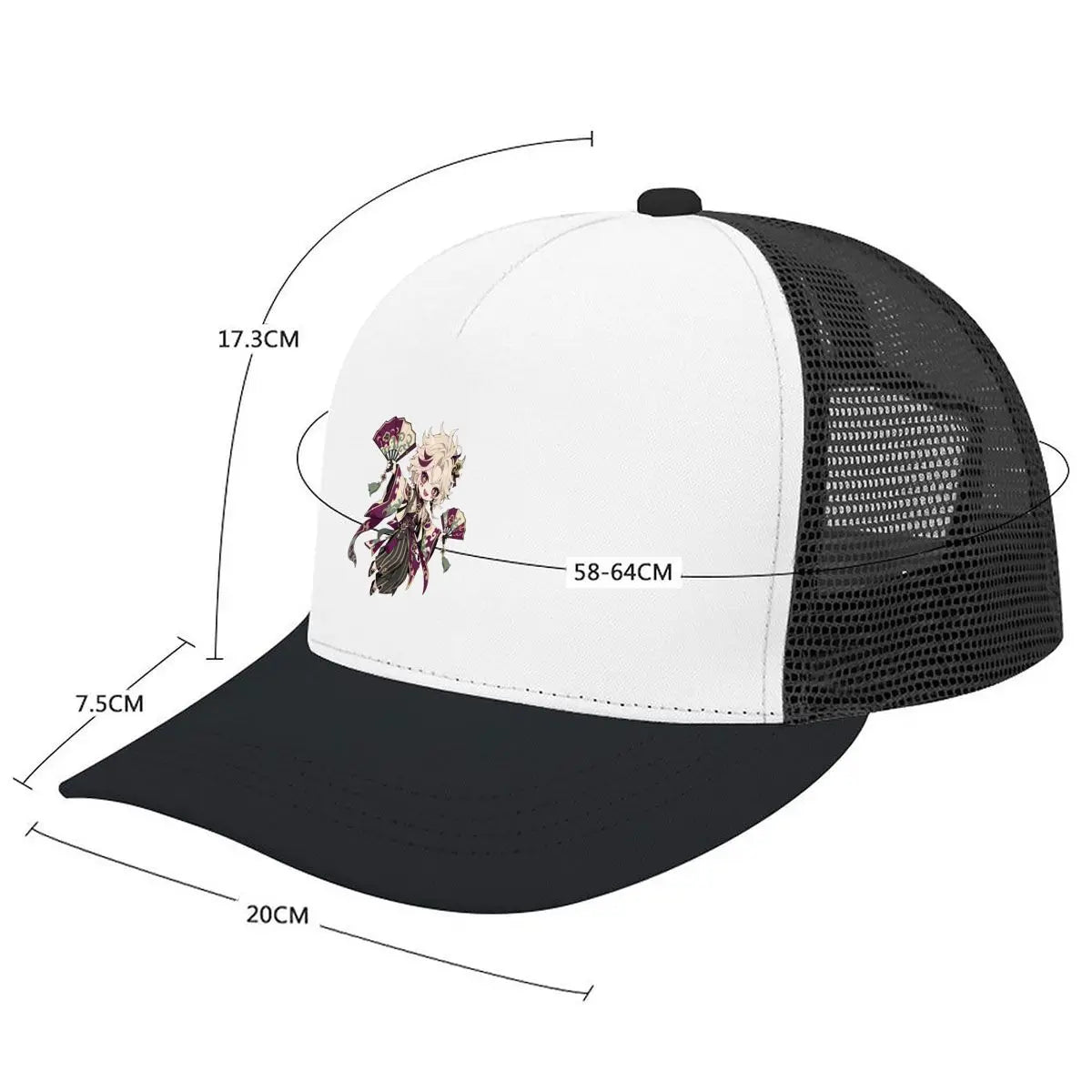 Playful Chibi Demon Fan Mascot Mesh Baseball Cap