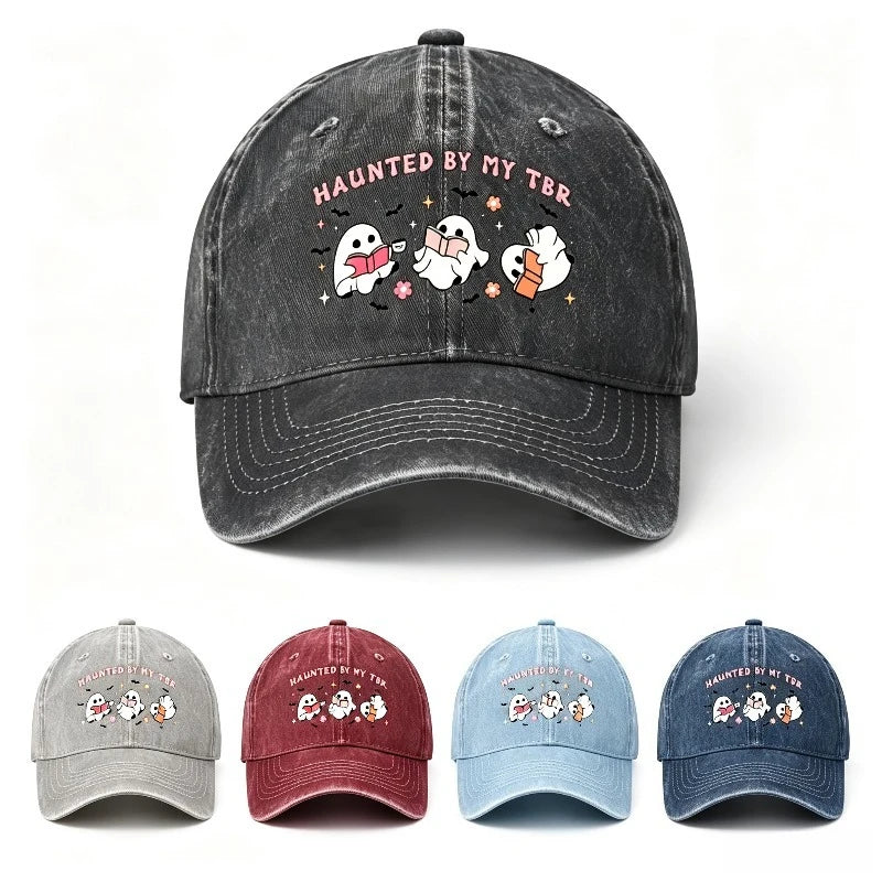 Reading Ghost Print Haunted By My TBR Unisex Baseball Cap