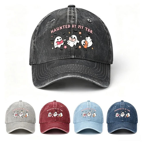 Reading Ghost Print Haunted By My TBR Unisex Baseball Cap