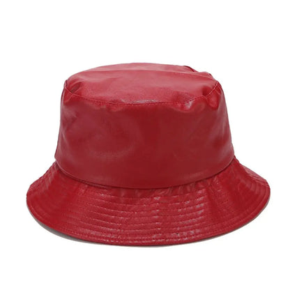 Fashion Bucket Hat PU Leather Fishing Cap Hiking Hat Hip-Hop Hat For Women and Men