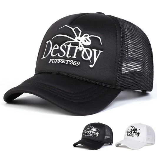 Unisex DESROY Spider Embroidery Baseball Net Caps