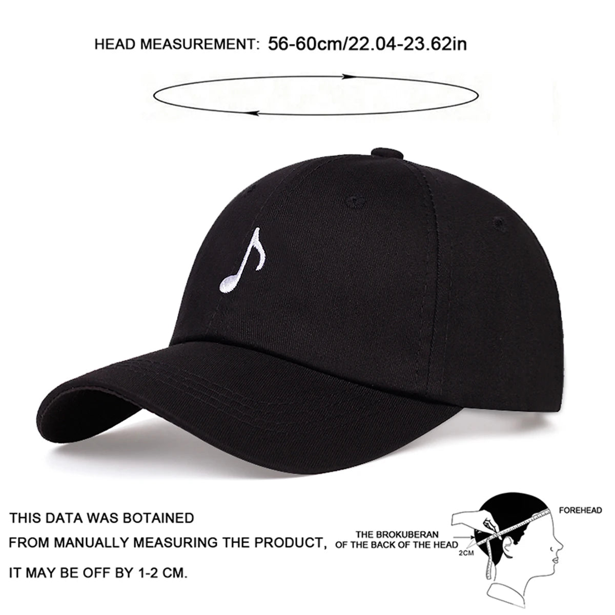 Unisex Musical Note Embroidery Baseball Caps Spring Autumn Sunscreen