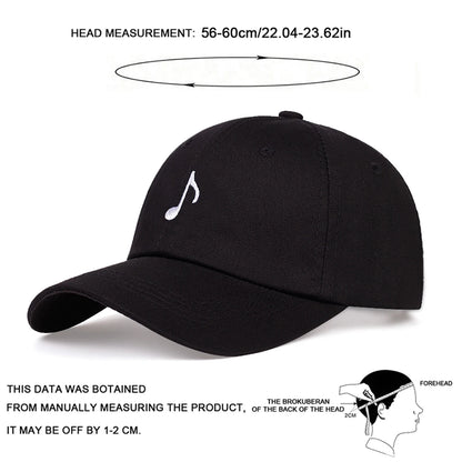 Unisex Musical Note Embroidery Baseball Caps Spring Autumn Sunscreen