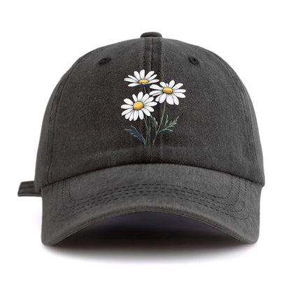 Flower Print Washed Baseball Cap For Adults