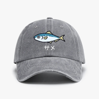 Something's Not Right Shark Sardine Gag Text Present Cat Baseball Cap