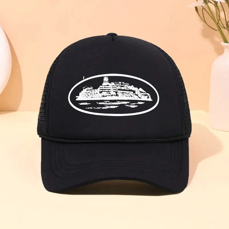 A Trendy City Scenery Mesh Dad Hat Adjustable Breathable Baseball Cap