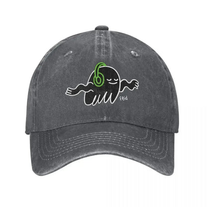 Ferxxo Feid Gost With Headphone Unisex Retro Denim Washed Baseball Caps