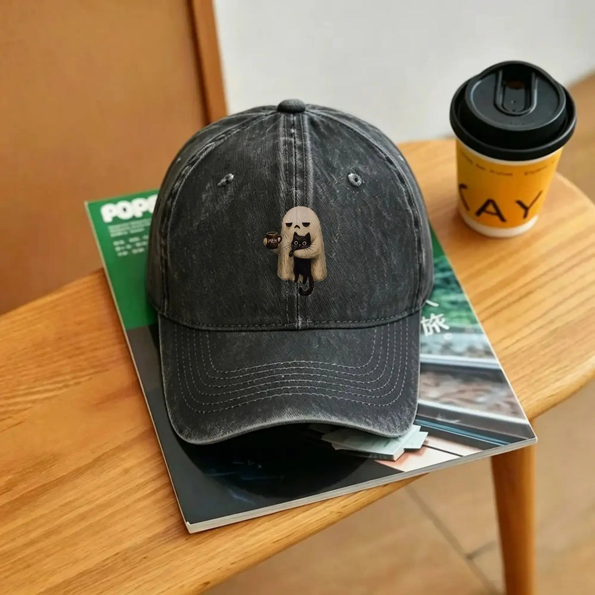 Ghost-Cat Spooky Black Cat Aesthetic Casual Baseball Cap