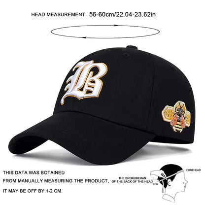 Unisex Letter Bee Embroidery Baseball Cap