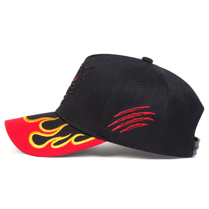 Unisex Flame Tiger Embroidery Baseball Caps Spring Autumn Outdoor