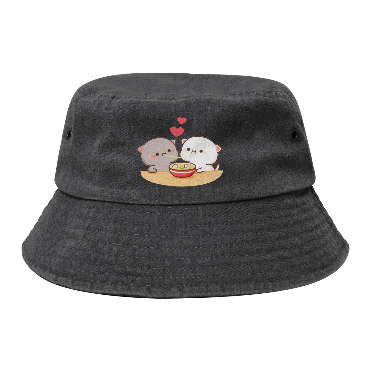 Peach And Goma Love Call Bucket Hat Vocation Mochi Cat