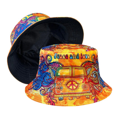 Peace and Love Colorful Fisherman Hat Foldable Fashionable Bucket Hat