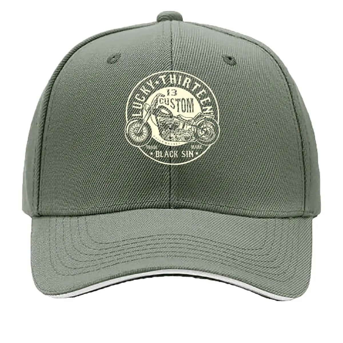 Lucky 13 Custom Moto Retro Rebellion Biker Culture Art Sandwich Baseball Cap
