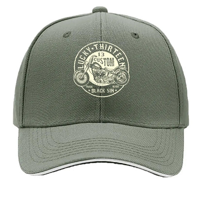 Lucky 13 Custom Moto Retro Rebellion Biker Culture Art Sandwich Baseball Cap