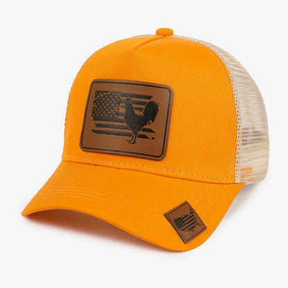 American Flag Peacock Leather Patch Baseball Cap