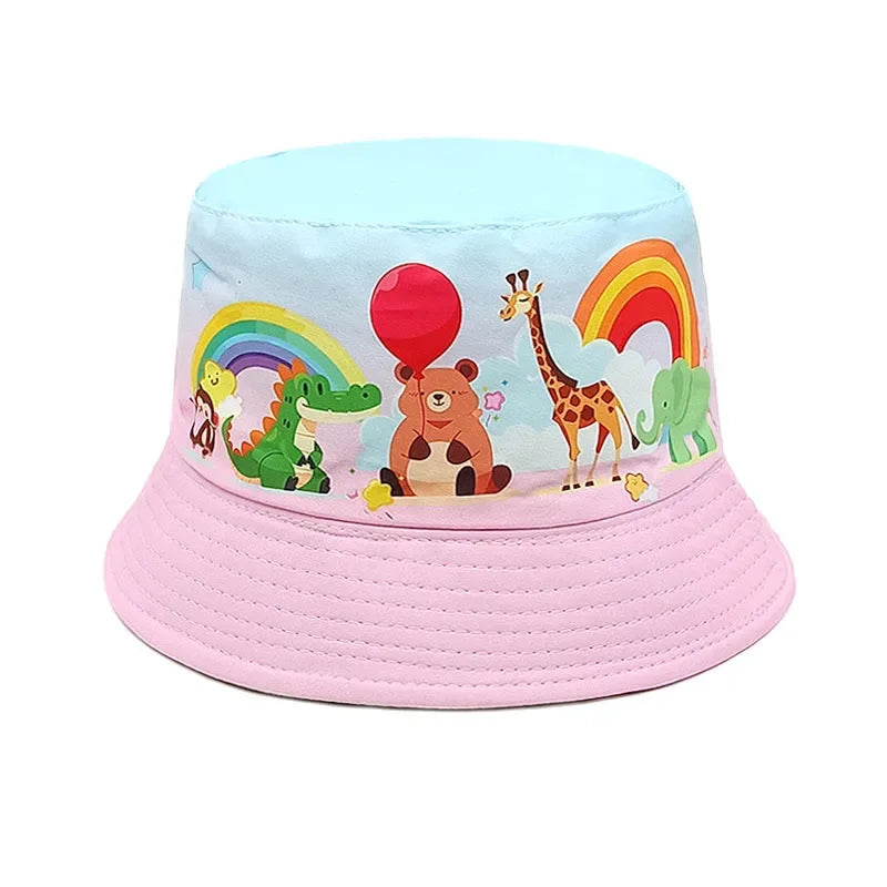 Spring Polyester Cartoon Animal Print Bucket Hat