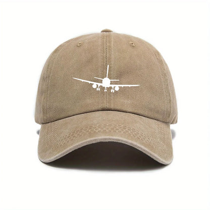 Airplane Printed Baseball Cap With Simple Design, Men's And Women's Outdoor Equipment