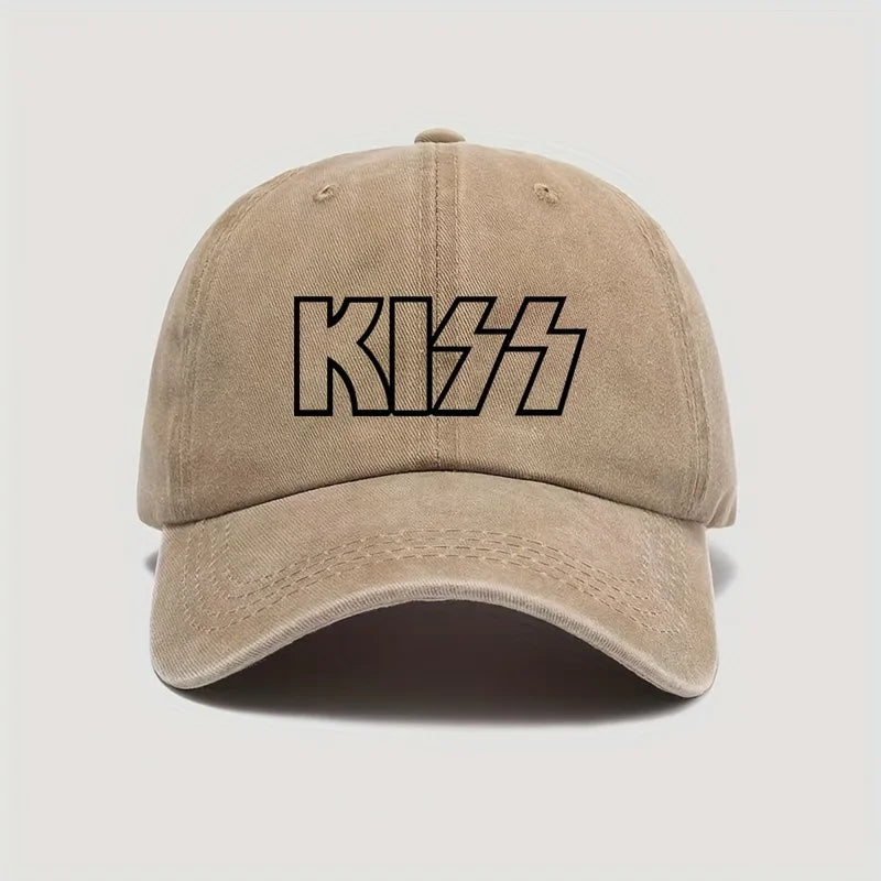 KISS Letter Printed Washed Baseball Cap