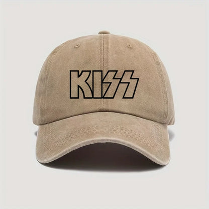 KISS Letter Printed Washed Baseball Cap