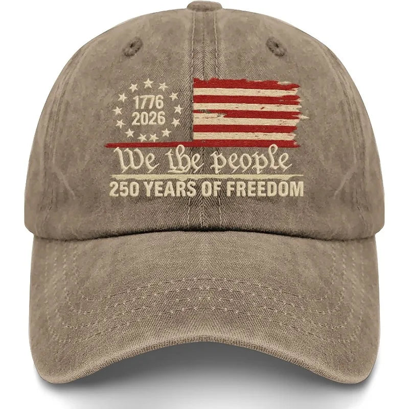 Retro Washed Printted U.S. 250th Anniversary 250 Years Freedoms 1776-2026 Baseball Hats