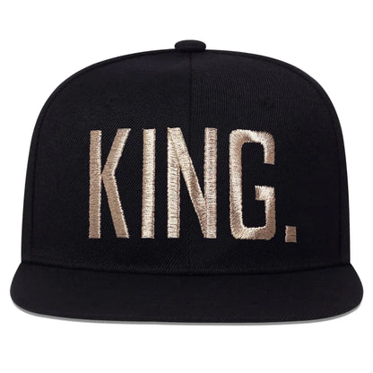 Unisex KING QUEEN Golden Thread Embroidery Hip-hop Hats