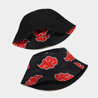 Rimiut Red Cloud Anime Cartoon Embroidery Bucket Hat Cotton