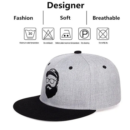 Unisex Bearded Old Man Embroidery Snapback Caps Baseball Caps Sunscreen Hat