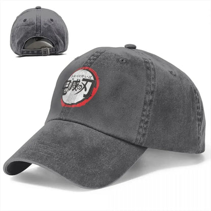Demon Slayer Anime Baseball Caps Fashion Distressed Washed Cap Men Women