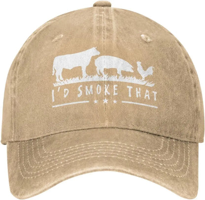 I'd Smoke That Patriot BBQ Barbeque Cook Chef Unisex Baseball Cap