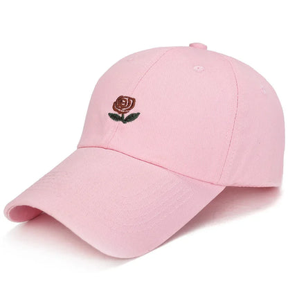 Unisex Rose Embroidery Baseball Cap For Men Women Flower Cap