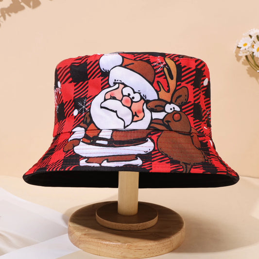 Santa Claus Pattern Fisherman Hat New Christmas Printed Basin Hat Sun Hat