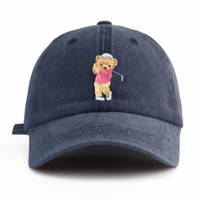Golf Bear Graphic Print Baseball Cap