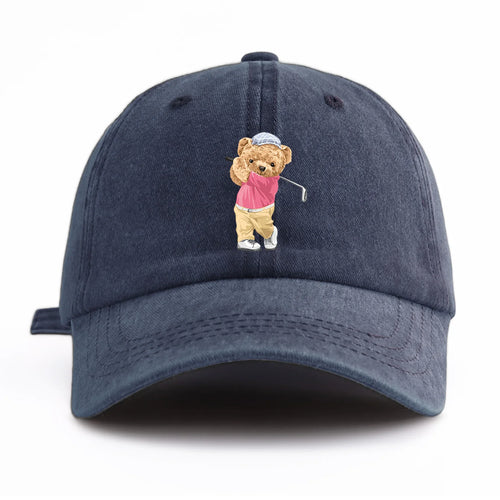 Golf Bear Graphic Print Baseball Cap