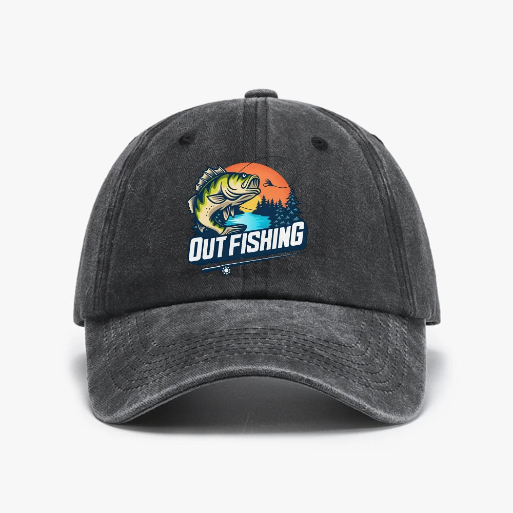 Out Fishing Washed Cotton Baseball Cap