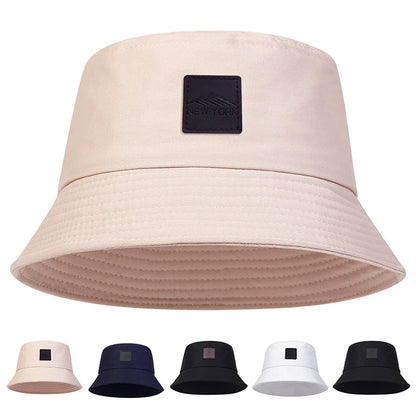 Unisex New York Leather Label Personality Bucket Hats